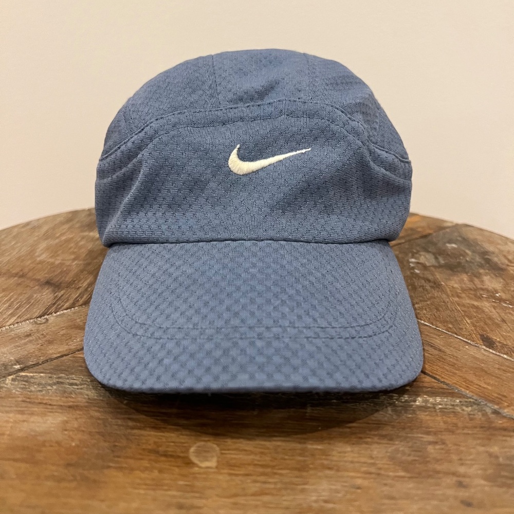 Vintage Nike Hat Cap Strap Back Gray Tailwind 6 Panel Mesh Running Swoosh Y2K